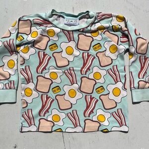 Kid's Purl Lamb Shirt Multicolor Bacon Eggs 4-5T Long Sleeve Sleep Casual USA